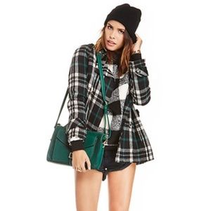 Lovers + Friends Without You Wool Plaid Button Up Coat Green Size Small NWT